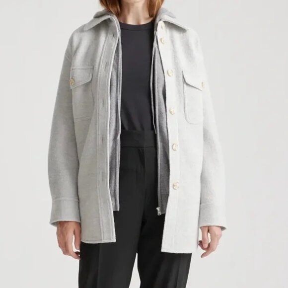 Quince Jackets & Blazers - Quince Women’s size Medium Light Gray Boiled Wool Shirt Jacket READ